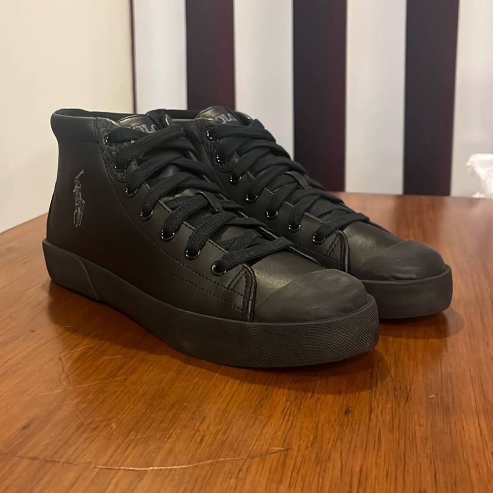 Polo Ralph Lauren Orman Shoes Sneakers ew black leather Mens Size 8